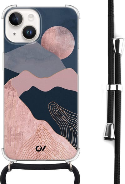Casevibes - Telefoonhoesje met koord - Geschikt voor Apple iPhone 14 - Landscape Rosegold - Roze -