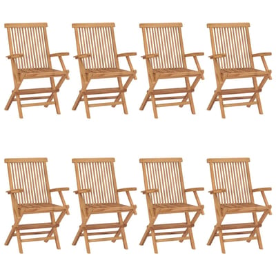 vidaXL - Opklapbare - stoelen, - 8 - stuks, - massief - teakhout