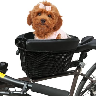 Hondenfietsmand - Huisdier mand - Veilig vervoer - Verstelbare riem - 36x21x22 cm - Zwart