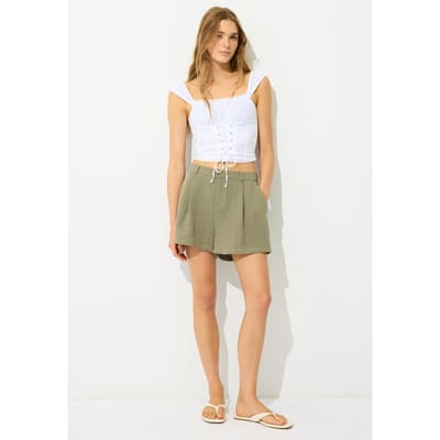 Stradivarius Rustieke geklede shorts  Kaki 36