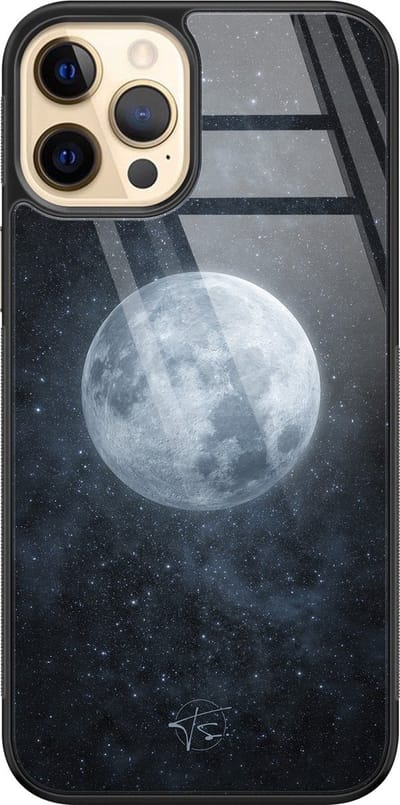 Hoesje geschikt voor iPhone 12 - Maan - Luxe Hard Case - Natuur - Blauw - Mooie Telefoonhoesjes