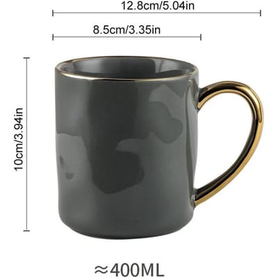 400ml Keramische Koffiekopjes Licht Luxe Creatief Gouden Rand Waterbeker Ontbijt Havermout Melk Sap Mok Kantoor Huishouden Drinkware 400ml black
