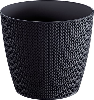Prosperplast Plantenpot - antraciet - kunststof - D13 x H11 cm - Stijlvol - buiten/binnen