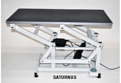 Trimtafel Elektrisch Saturnus - Blauw - Elektrische Bediening - Puppy en Hond Trimmen - Met Trimarm en Trimlus - Werkblad 110 x 60 cm - Verstelbaar 50-95 cm Hoog - Tot 100 kg