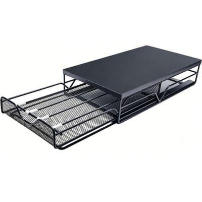Organisateur de tiroir pour capsules de café avec barre réglable peut contenir 50 capsules Support de capsules de café à glissement doux Noir noir