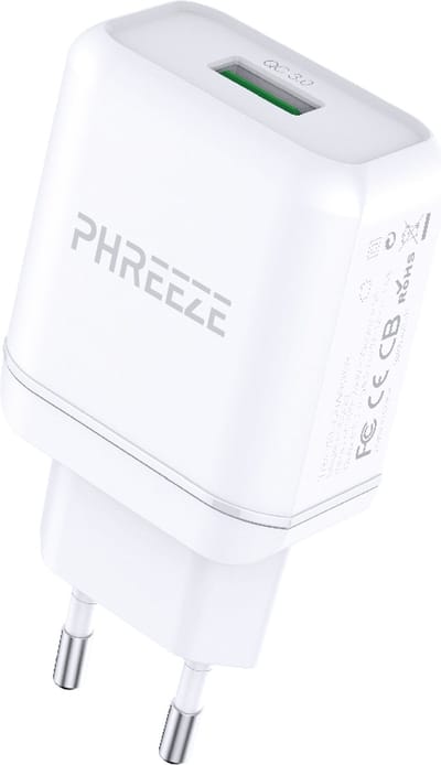Usb Stekker 18w - 5V 3A usb Adapter - Oplader met usb-A poort - Snel & Veilig - Quick Charge 3.0 - Gecertificeerd - Usb lader - Wit