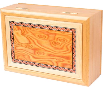 Houten Puzzeldoos - Geheime Doos - Hersenkraker Oplossen - Handgemaakt Uniek Ontwerp - 19.5 x 13.5 x 7.5 cm - Houtkleur