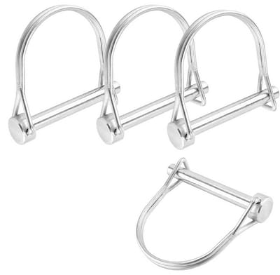 Set van 4 opvouwbare pijpafsluitingen - Veiligheidsslot 8 x 50 mm - D-vormige sluitpen - Veiligheidsbouten van staal - Geschikt voor aanhangwagens en voertuigen
