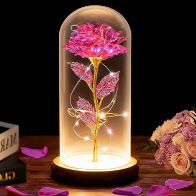 Kunst Rozen Geschenk - Eeuwige Bloem - Cadeau Geven - Gepersonaliseerde Acryl Koepel - 22 x 11 x 22 cm