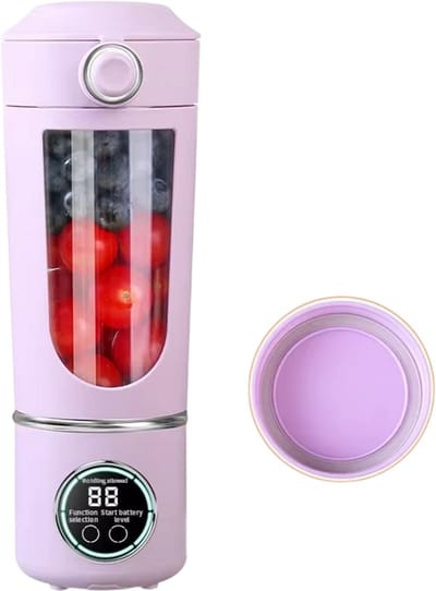 Draagbare Blender 700ML – Smoothie Maker en Juicer 2-in-1 met 12 Messen, USB Oplaadbare Mini Blender voor Shakes, Smoothies en Fruitmix - Paars