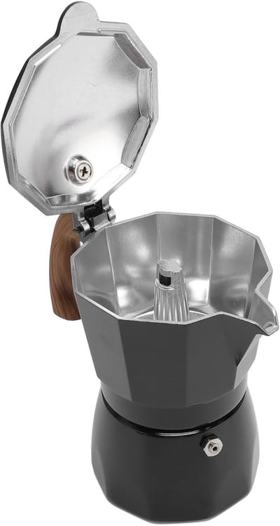 Koffiepot Buiten - Italiaanse Percolator - Kamperen Koffie - Dubbele Klep Ontwerp - 80ML Capaciteit - Zwart
