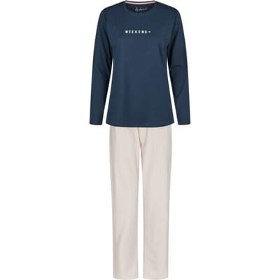 By Louise Dames Pyjama Set Lang Blauw/Roze Gestreept - Maat S