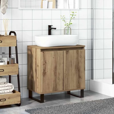 vidaXL - Badkamerkast - 58x33x60 - cm - bewerkt - hout - artisanaal - eikenkleurig