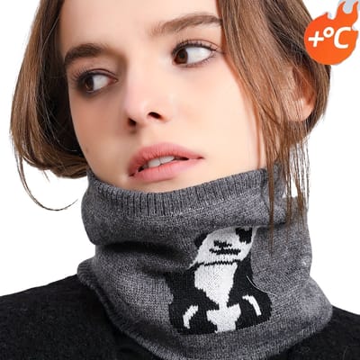 Livano Nekwarmer - Dames - Fleece - Motor - Bandana - Masker - Colsjaal - Sjaal - Gewatteerd - Winter - Fietsen - Panda - Donkergrijs