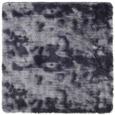 vidaXL - Hoogpolig - vloerkleed - NAVARRA - 160x160 - cm - polyester - donkergrijs