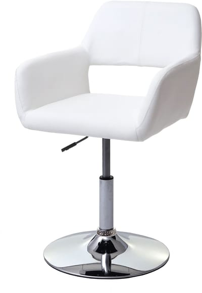 Eetkamerstoel MCW-A50 III, stoel keukenstoel, retro jaren 50, kunstleer ~ wit, voet chroom
