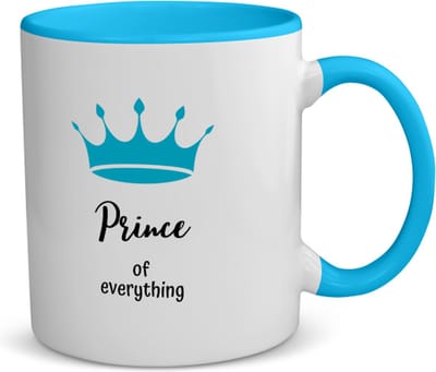 Akyol - prince of everything koffiemok - theemok - blauw - Prins - iemand die zich voelt als een prins - verjaardag - cadeau - kado - geschenk - kroon - 350 ML inhoud