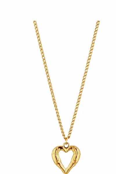 Goudkleurige schakelketting met open hartje - stainless steel - nikkelvrij