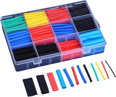 Complete Set Krimpkous - 800-delige assortimentsdoos met 2:1 krimpverhouding voor draadisolatie, bescherming en reparatie in 5 kleuren en 9 maten