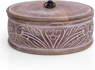 Handgemaakt houten Tortilla Warmer - Ideale Houder voor Chapati, Roti en Pannenkoeken - Natuurlijk Bruin