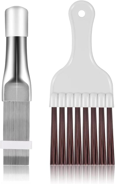 Lamellenkam Set - Reinigingsborstels - Apparaten Onderhoud - Dubbel Functioneel Design - 15 x 10 x 1 cm - Wit