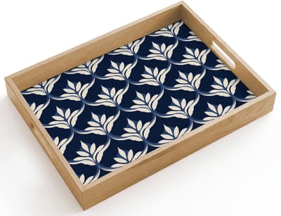 Dienblad hout 40x30 cm - Schootdienblad - Modern - Ontwerp - Blauw - Borrelplank rechthoek - Plateau dienbladen