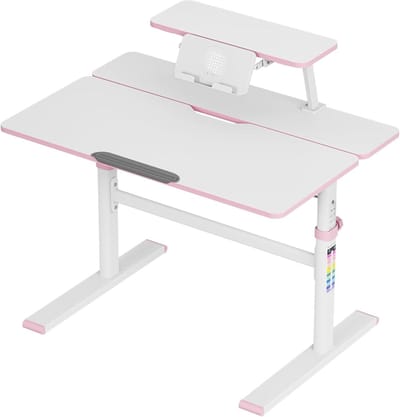 Kinderbureau - Studeertafel - Leren en knutselen - In hoogte verstelbaar - 90 x 60 cm - Roze