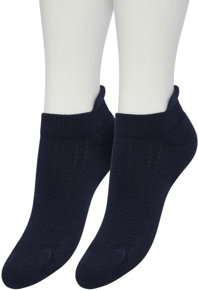 Bonnie Doon Sneaker Sokken Deluxe Dames Donker Blauw maat 36/42 - 2 paar - Badstof Binnenzool - Gladde teennaad - Comfortabele Elastische Bovenzijde - Zacht Hiel Kussen houdt Vuil tegen - Geschikt voor Sport - Sneakersokken - Dark Blue - OL2214022.1