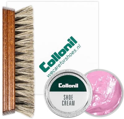 Collonil schoenpoets | Schoenpoets set | Shoe cream | Borstel | Poetsdoek | Kleur: Roze