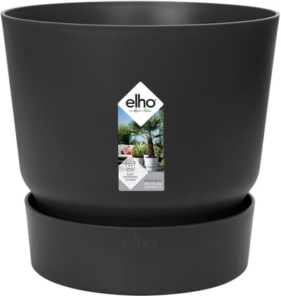 Elho Greenville Rond 55 - Grote Bloempot voor Buiten met Waterreservoir - 100% Gerecycled Plastic - Ø 55 x H 50 cm - Living black