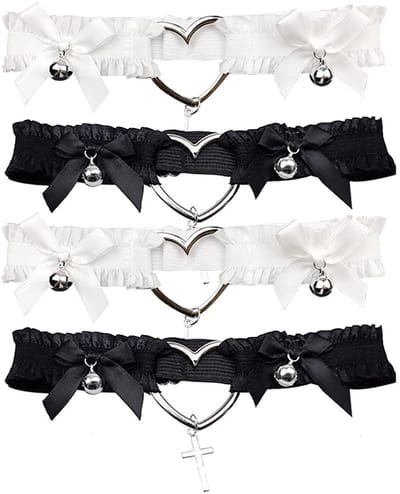 Dailygoods- Kousenband Bruiloft 4 Stuks - Elastische Kanten - Zwart/Wit - Modieuze Accessoires - Geschikt voor Dijbeenomtrek 28-44 cm - Discreet Ontwerp - Garter