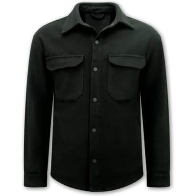 Heren Flannel Overshirt met Zakken - Heren Jack - Tussenjas Heren - Heren Jas - 501 - Zwart