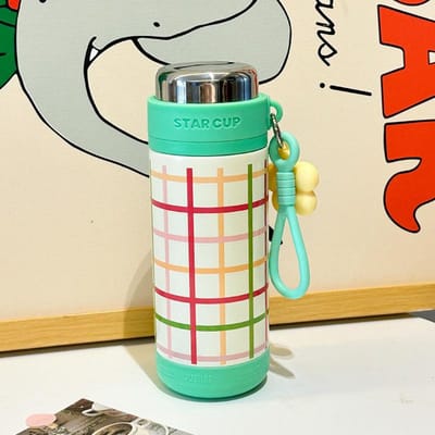 Tasse à café dessin animé Acier inoxydable Tasse thermos Dopamine Tasse à corde avec ours Pot à ragoût Pot Ensemble pour un cadeau d'anniversaire portable 500ml