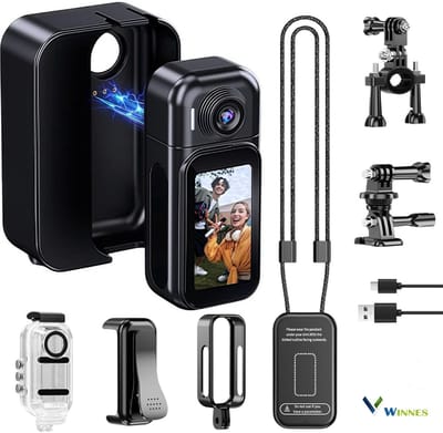 4K Mini Action camera - Bodycam - Recorder - HD sportcamera - Videocamera - Met Displayscherm - 1080P FullHD - 180 Graden Draaibaar