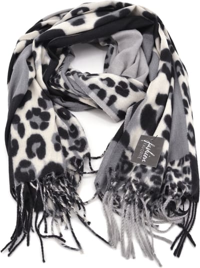 Leopard / Luipaard Sjaal - Grijs | 180 x 70 cm | Polyester | Fashion Favorite