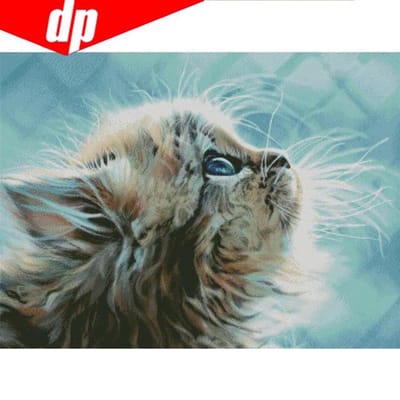 Broderie Diamant DIY Peinture Diamant 5D Point de Croix  Chaton  Mosaïque Diamant Forage Rond Complet 20X30 gray