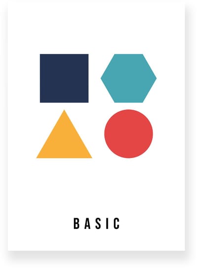 Poster 20x30 cm - Geometrische Basisvormen - Wit - Warme Kleuren - Modern - Minimalistisch - Muurdecoratie - Wanddecoratie