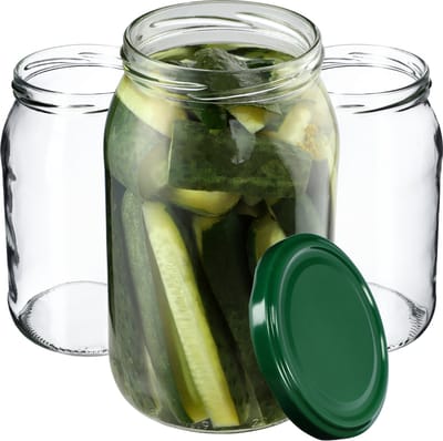 KADAX Weckpotten, 900 ml, inmaakpot voor inmaakpotten voor schroefdeksel, inmaakpot, bruikbaar als jampot, voorraadpot, conservenglas (8 stuks, groen)