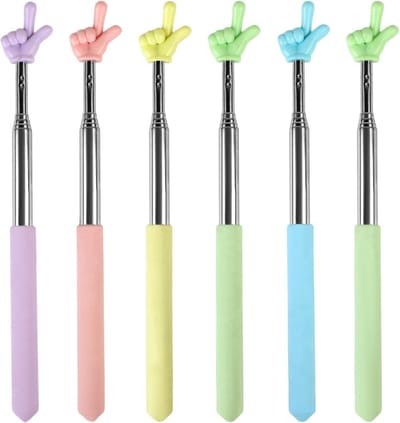 Daity Set van 6 aanwijsstokken - intrekbare gekleurde aanwijsstokken - mini intrekbare docentenaanwijsstokken voor presentaties - whiteboards - schoolborden - schoolbenodigdheden (5 kleuren)