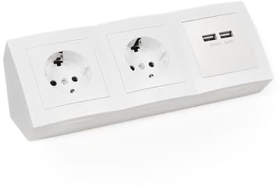 Stopcontactdoos met USB en 2 Geaarde Aansluitingen voor Onderbouw