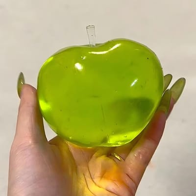 Op voorraad Apple Maltose Squishy Speelgoed, Groen & Roze Dubbele Kleur, Transparant Langzaam Terugverend Fidget Stressverlichtend Speelgoed