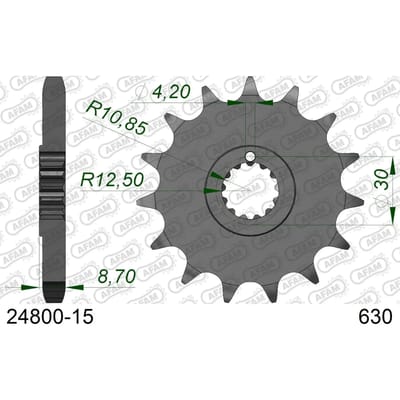 Stalen motortandwiel voor Afam 630 15 dents