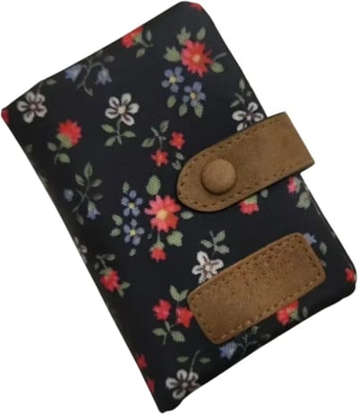 Kleine Dames Portemonnee met Rits – PU Leren Portemonnee met Muntvak, Pasjeshouder & ID Kaarthouder - Bloemen