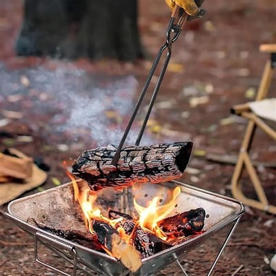 Vuurkorf Tang - Barbecue Tang Houtskool - Kampvuur Beheren - Lange Handvat - 44 cm - Zwart