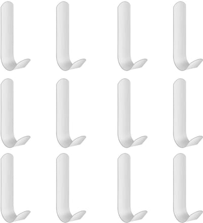 GELLDG RVS Zelfklevende Haken - Zelfklevende Wandhaken - Geschikt voor Handdoekrekken in Keukens, Badkamers, Balkons, etc. - 12 Stuks - Wit