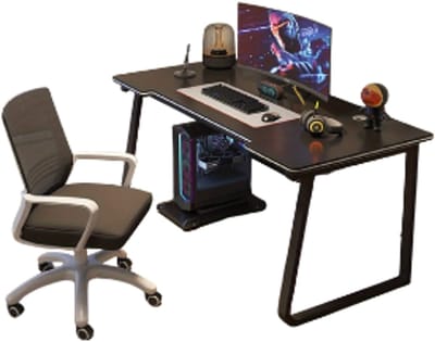 Bureau-Ergonomisch bureau -Voor thuis of op kantoor- Het biedt een ruim oppervlak-ideaal voor het plaatsen van meerdere apparaten-100X50 CM-ZWART.