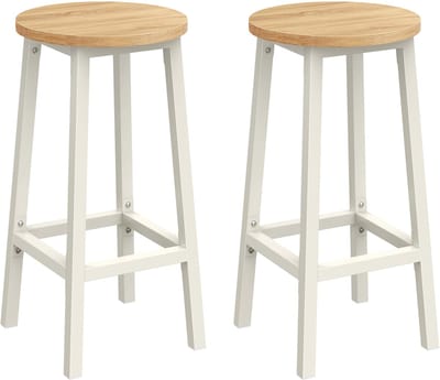 VASAGLE - Barkruk - Set van 2 - Metalen Frame - Met Voetsteun - Voor Keuken en Eetkamer