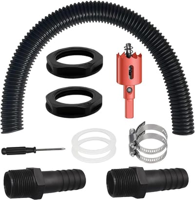 Complete Set voor Verbinding van Regenwatertonnen met 100 cm Slang - Ideaal voor Wateropslag en Tuinirrigatie