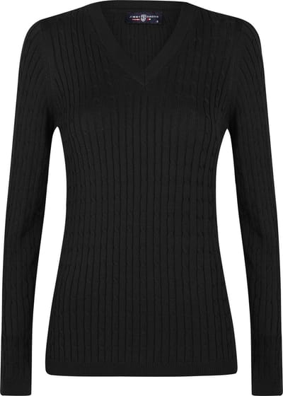Jimmy Sanders V-Neck Sweater - V Trui - 100% Katoen Dames Zwart - L