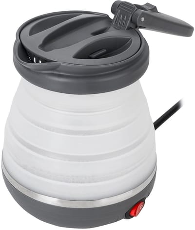 Jensaro Opvouwbare Siliconen Camping Waterkoker 0.6L - Reiswaterkoker - Draagbare Mini Waterkoker 750W - Met Transporttas - Grijs